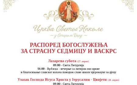 Стари Бар: Распоред Васкршњих богослужења у цркви Светог Николе
