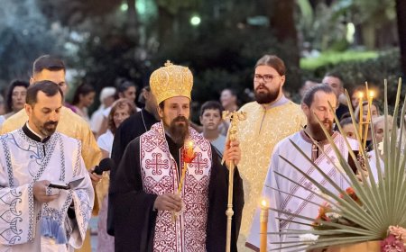 Владика Пајсије у навечерје Преображења служио свечано вечерње у истоименом храму у Требињу